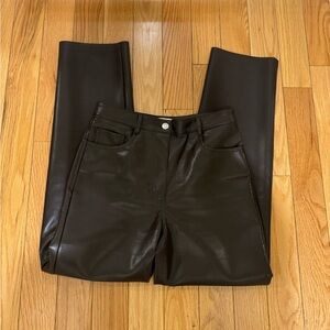 Aritzia brown Wilfred leather pants size 4 worn ONCE
